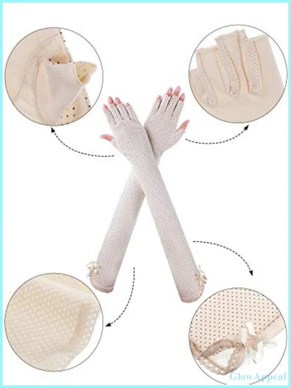 UV Protection Fingerless Gloves with Touchscreen Lace Trim